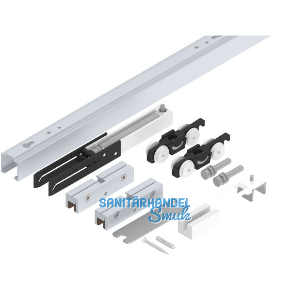 HELM 53 Beschlagset Decke Glas 50 kg Laufschiene L=1700 mm 1 D�mpfung silber