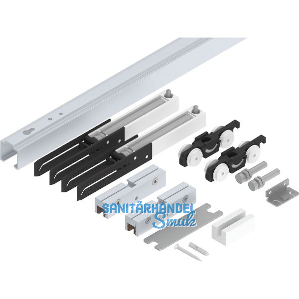 HELM 53 Beschlagset Wand Glas 50 kg Laufschiene L=1700 mm 2 D�mpfungen silber