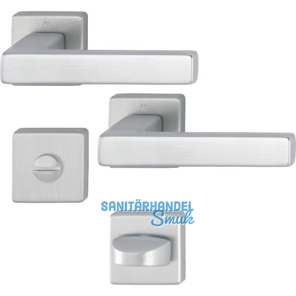 Dr�ckergarnitur AUSTIN - auf Rosette WC, Aluminium edelstahlfarbig matt