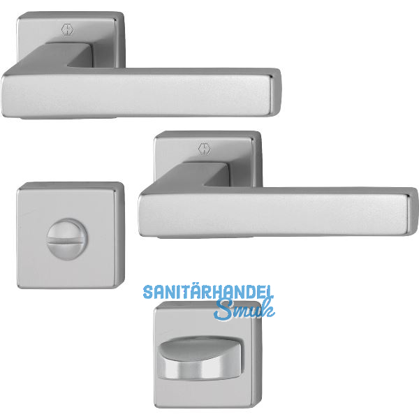 Dr�ckergarnitur AUSTIN - auf Rosette WC, Aluminium Edelstahl Effekt