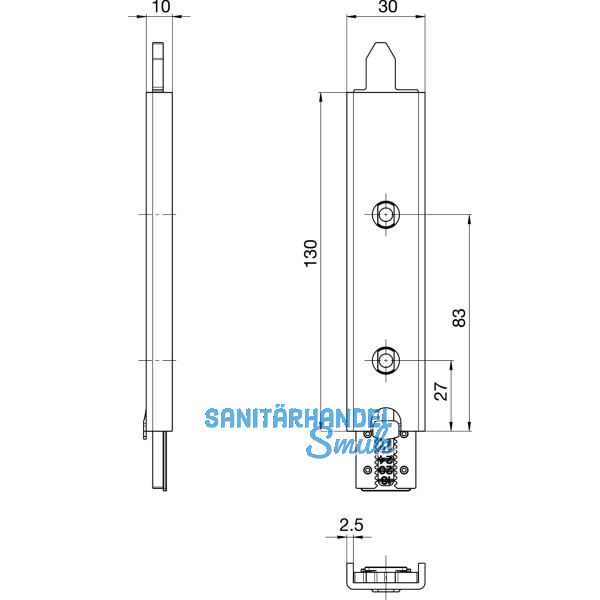 GU Anschlusseinheit zu Falzhebelgetriebe,Secury Automatic 130 mm,oben/unten