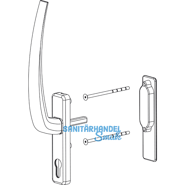 HAUTAU ATRIUM HS Griffgarnitur PZ innen, TS 68-92 mm, Alu silber eloxiert