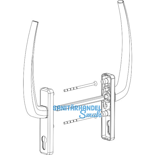 HAUTAU ATRIUM HS Griffgarnitur PZ innen/au�en, TS 68-92 mm, Alu silber eloxiert