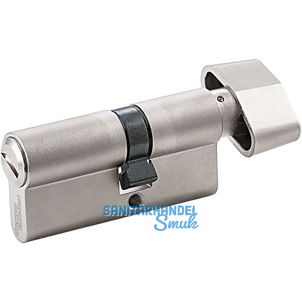 WC-Zylinder m. Drehknauf innen, 35/27 mm, Messing vernickelt matt