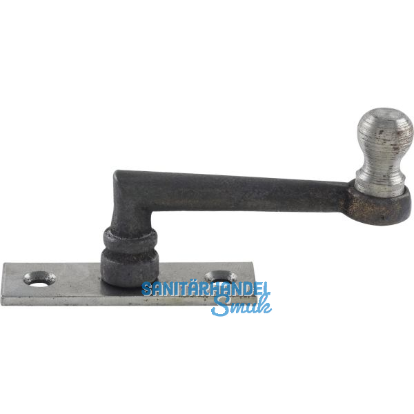 Fensterreiber m. Eisenknopf auf eckiger Platte, 15 mm, Messingguss schwarz