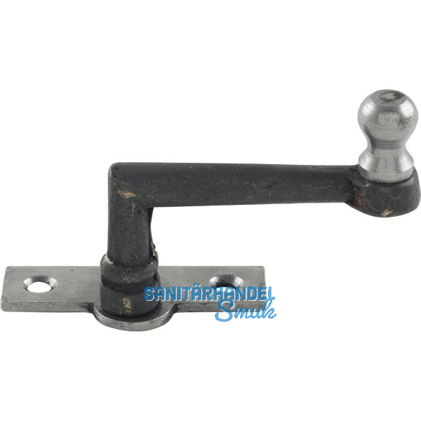 Fensterreiber m. Eisenknopf auf eckiger, austrag.Platte,15mm,Messingguss schwarz