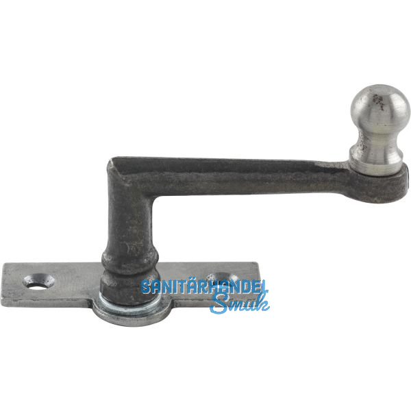 Fensterreiber m. Eisenknopf auf eckiger, austrag.Platte,25mm,Messingguss schwarz