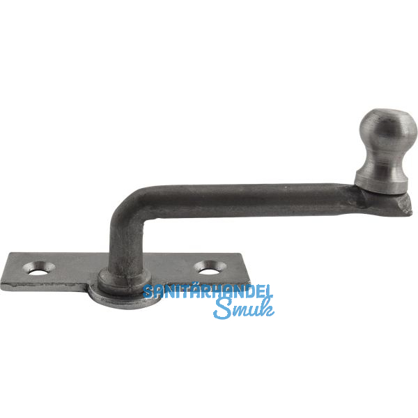 Fensterreiber m. Eisenknopf auf eckiger, austrag. Platte, 17 mm, Stahl blank