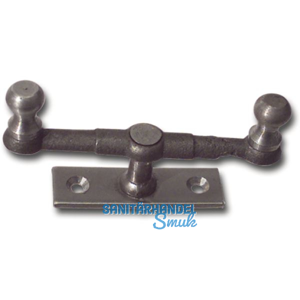 Doppelreiber mit Eisenknopf auf eckiger, gerader Platte, 15 mm, Stahl blank