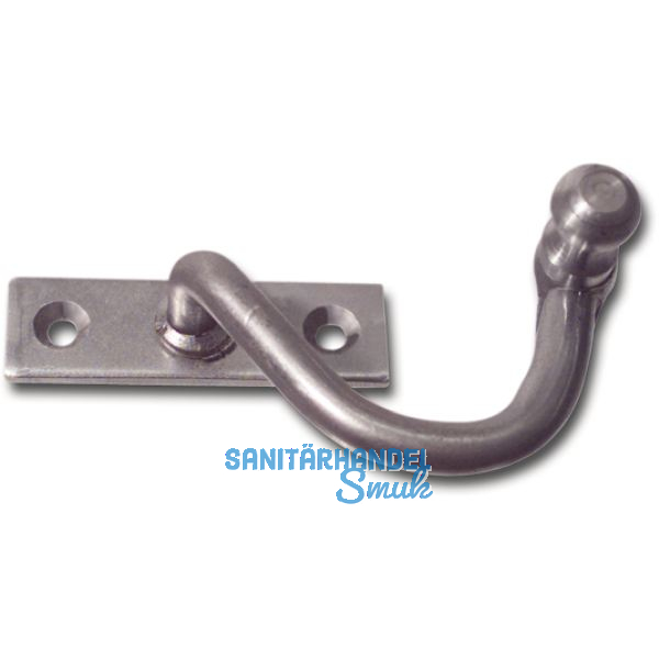 Kurbelreiber mit Eisenknopf auf eckiger, gerader Platte, Stahl blank, links, 25