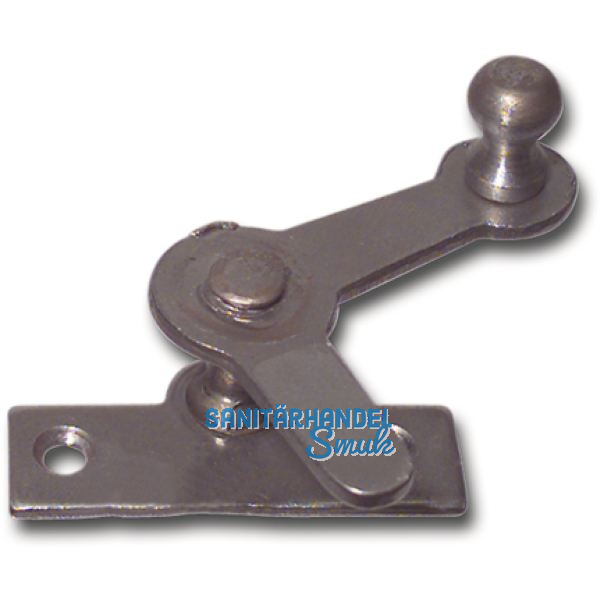 Zungenreiber mit Eisenknopf auf eckiger, austr. Platte, Stahl blank,15 mm links