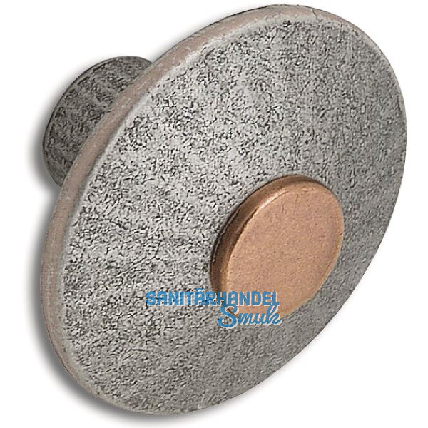 Knopf Jaya � 38 mm, Tiefe 25 mm, Zinkdruckguss verzinnt antik/Seiten aufgehellt