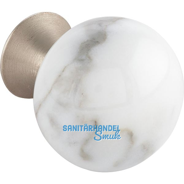 Knopf Bead Straight � 28 mm, Porzellan/ZN marmor wei�/Edelstahl Effekt