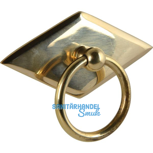 H�ngegriff Karo mit Schild Breite 68 mm, H�he 35 mm, Messing poliert