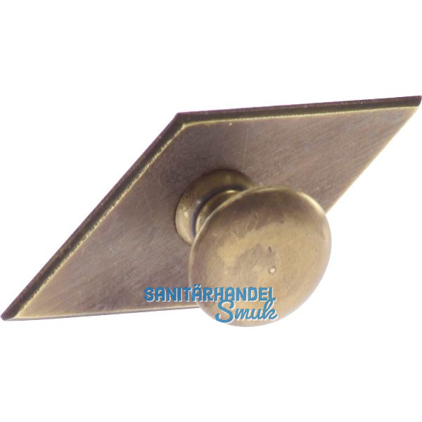 Knopf Karo mit Schild Knopf-� 25 mm, Breite 68 mm, H�he 35 mm, Messing patiniert