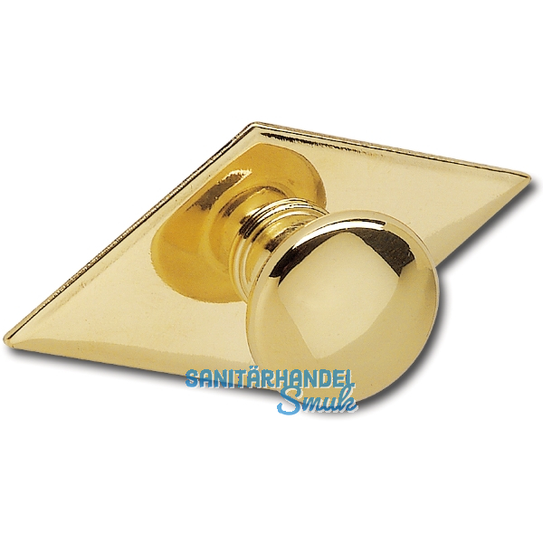Knopf Karo mit Schild Knopf- � 25 mm, Breite 68 mm, H�he 35 mm, Messing poliert