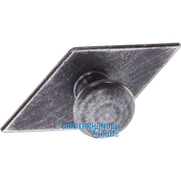 Knopf Karo mit Schild Knopf- � 25,B 68,H 35 mm,Eisen schwarz verzinkt abgerieben