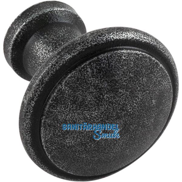 Knopf S�ll � 40 mm, Tiefe 32 mm, Eisen verzinkt schwarz passiviert