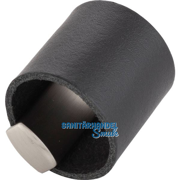 M�belknopf Drum LA 32, Breite 40 mm, Leder/ZN schwarz/Edelstahl Effekt