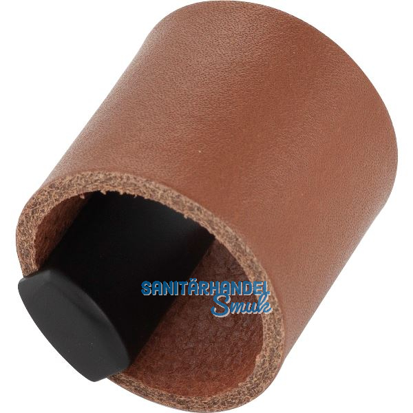M�belknopf Drum LA 32, Breite 40 mm, Leder/ZN cognac/schwarz matt