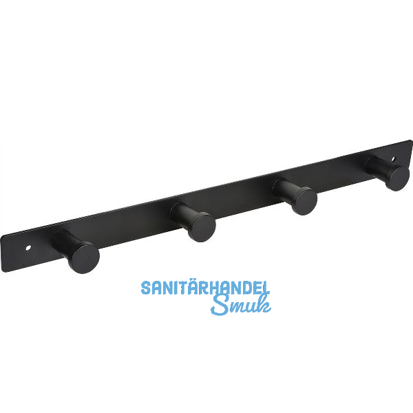 Garderobenleiste Aino mit 4 Haken, Breite 345 mm, Stahl schwarz matt