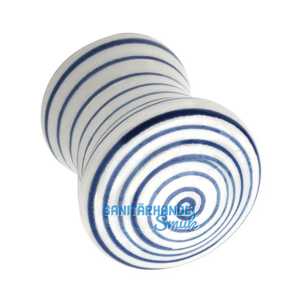 Knopf Paris � 29 mm, Tiefe 34 mm, Porzellan wei� blau gestreift