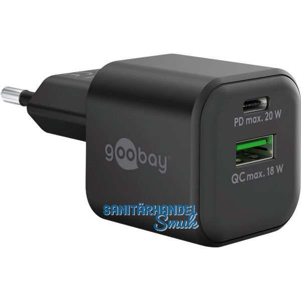 Steckernetzteil Nano USB-A/C max. 20W Schwarz