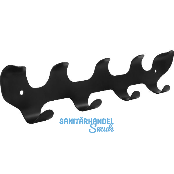 Garderobenleiste Verto mit 5 Haken, Breite 300 mm, Stahl schwarz matt
