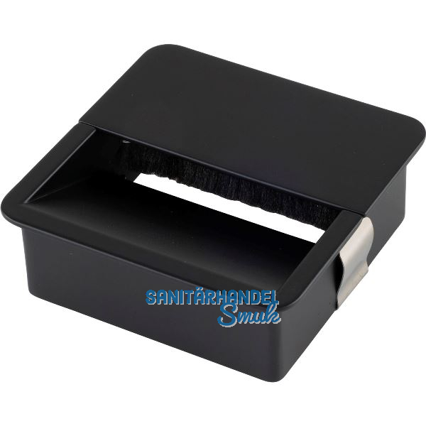 PAMAR Kabeldurchgang mit Staubschutzb�rste 76x76 mm, Zinkdruckguss schwarz matt