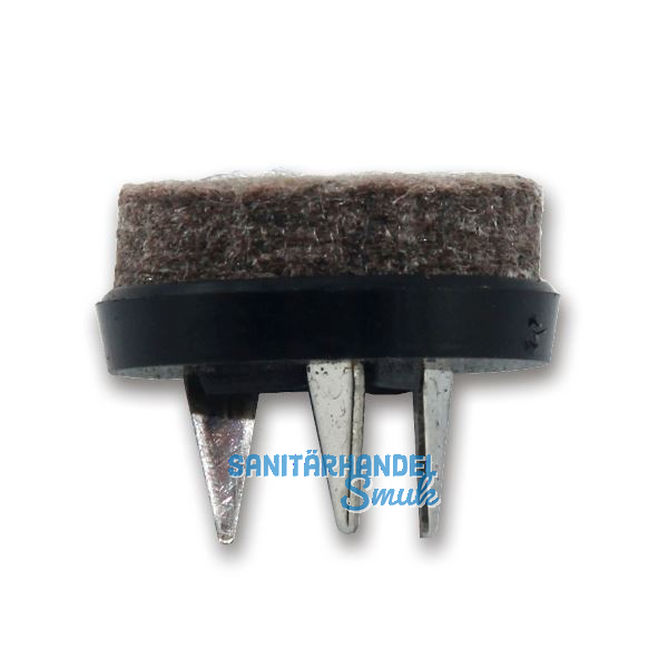 Nagelgleiter mit Filzauflage und 3 Einschlagdorne, rund, �19, Kunststoff schwarz