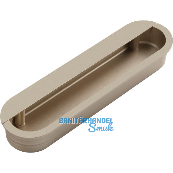 Muschelgriff Dotis Breite 129, Einlass 125 x 30, Zinkdruckguss Edelstahl Effekt