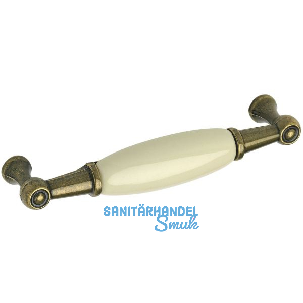 Griff Oxnard LA 96 mm, Porzellan/ZN hellbeige/altmessing br�niert