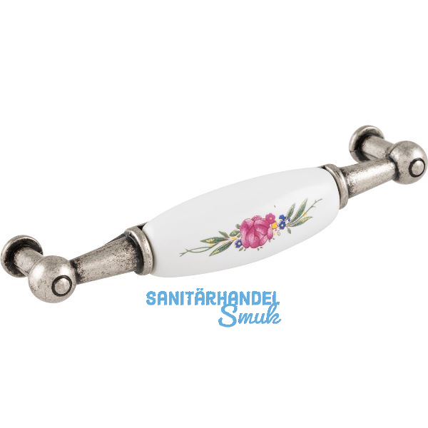 Griff Talos Breite 107 mm, Keramik/ZN wei� bemalt Rose/verzinnt