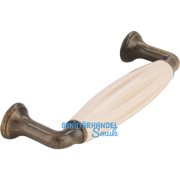 Griff Tajet LA 96,Breite 114 mm, Keramik beige/Zinkdruckguss altmessing