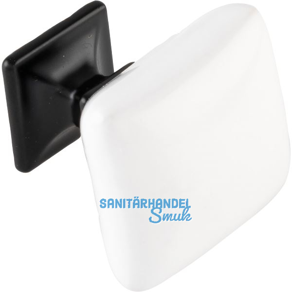 Knopf Temet Breite 34 mm, Keramik wei�/Zinkdruckguss schwarz matt