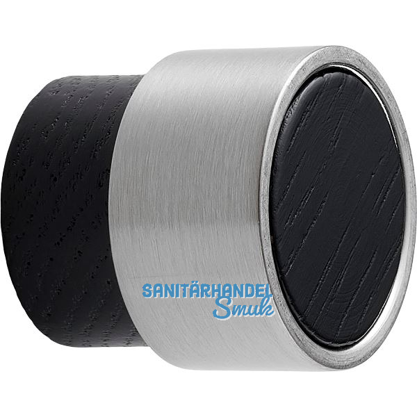 Knopf Radio Mini � 26 mm, Esche schwarz gebeizt/Zinkdruckguss Edelstahl Effekt