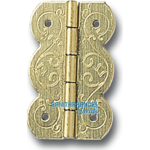 SCHMALE Kassettenscharnier Stil, 25x16 mm, Stahl vermessingt