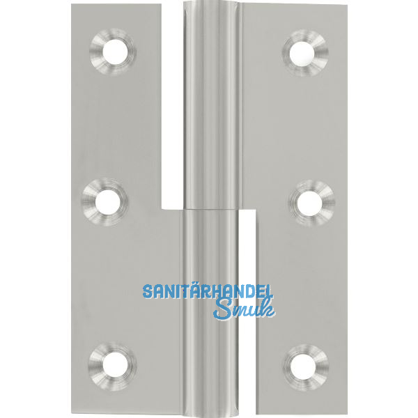 M�belband gerade - Zylinderkopf rechts, 50x40 mm,Messing vernickelt poliert
