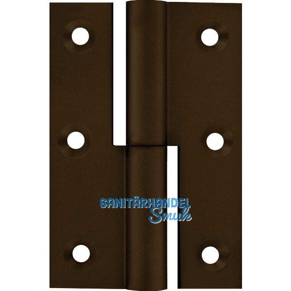 M�belband gerade - Zylinderkopf rechts, 50x40 mm, Messing br�niert