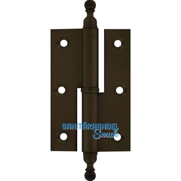 Stil-M�belband gerade, Zierkopf 19 links, 50x40 mm, Messing br�niert