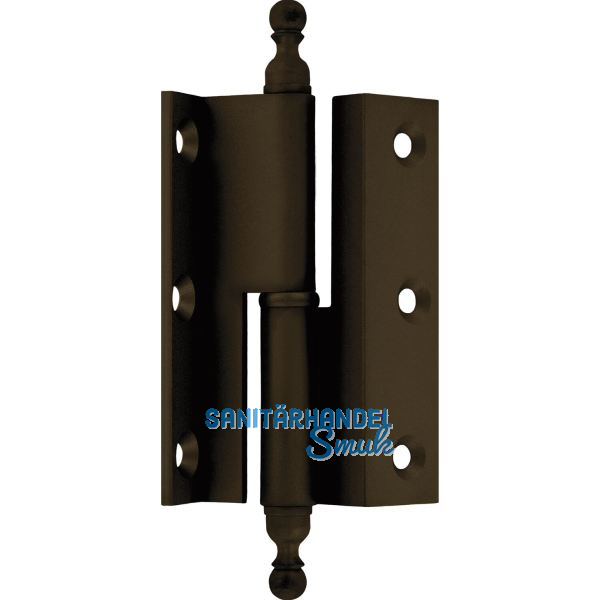 Stil-M�belband Kr�pfung D, Zierkopf 19 links, 50x33 mm, Messing br�niert