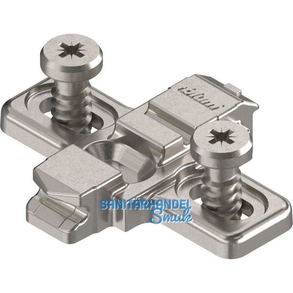BLUM CLIP Kreuzmontageplatte Langloch, Zink, Systemschrauben, Distanz 0 mm