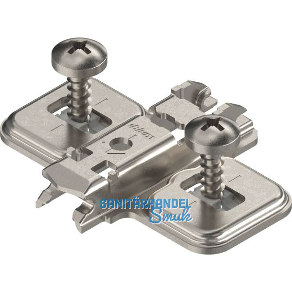 BLUM CLIP Kreuzmontageplatte Langloch, Stahl, Spanplattenschrauben, Distanz 0 mm