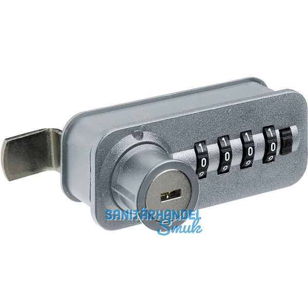 HETTICH Zahlenschloss mit Riegel - Fixcode, links, Stahl/KS verchromt matt