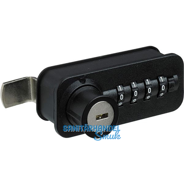 HETTICH Zahlenschloss mit Riegel - Fixcode, links, Stahl/KS schwarz