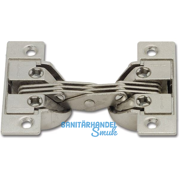 Gehrungsscharnier mit Gehrungsschnitt 45�, �W 135�, Zamak/Stahl vernickelt