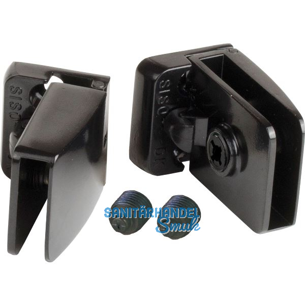 SISO Glast�rscharnier Square Set, Glas 4-6 mm; 43x30 mm, Zink schwarz