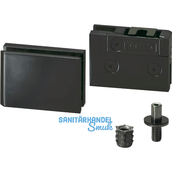 LAMP�Glast�rscharnier GS-GH5, Glas 5-6 mm; 48x33 mm, Zamak schwarz