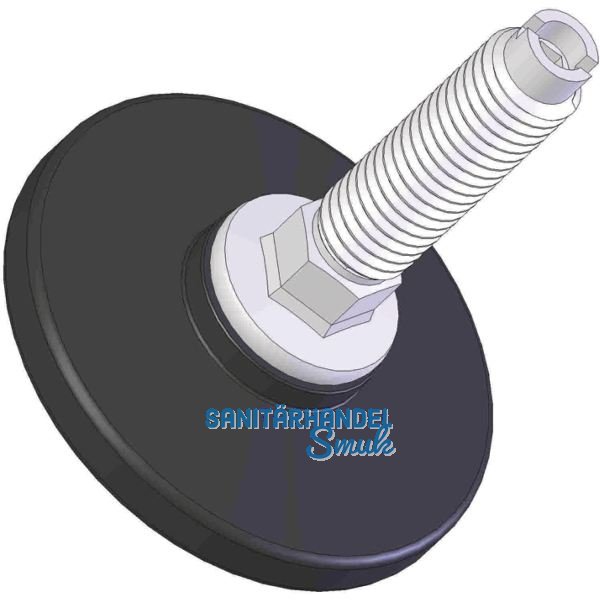 H�henverstellschraube Stahl verzinkt mit Kunststoffteller schwarz, M10, � 56 mm,