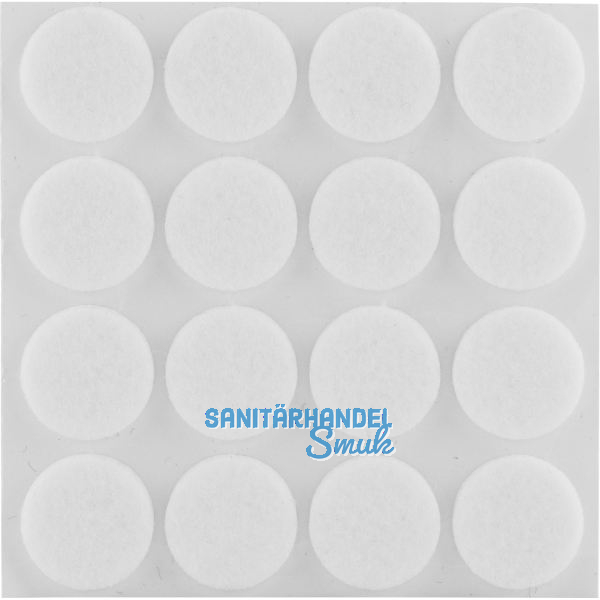 Filzgleiter rund, 22,Materialst�rke 3 mm, selbstklebend, wei�, Inhalt 16 ST